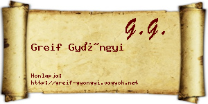 Greif Gyöngyi névjegykártya